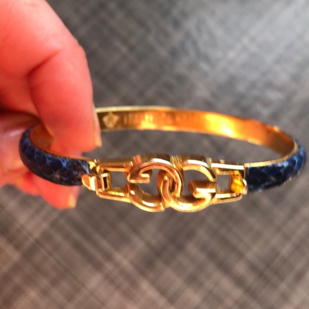 Vintage Gucci Gold GG Blue Snakeskin Bracelet - Picture 6 of 6